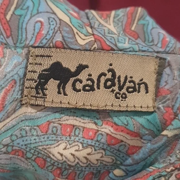 Caravan Co Size 12 approx Blue Floral Silk Blend Boho Dress - Picture 7 of 8